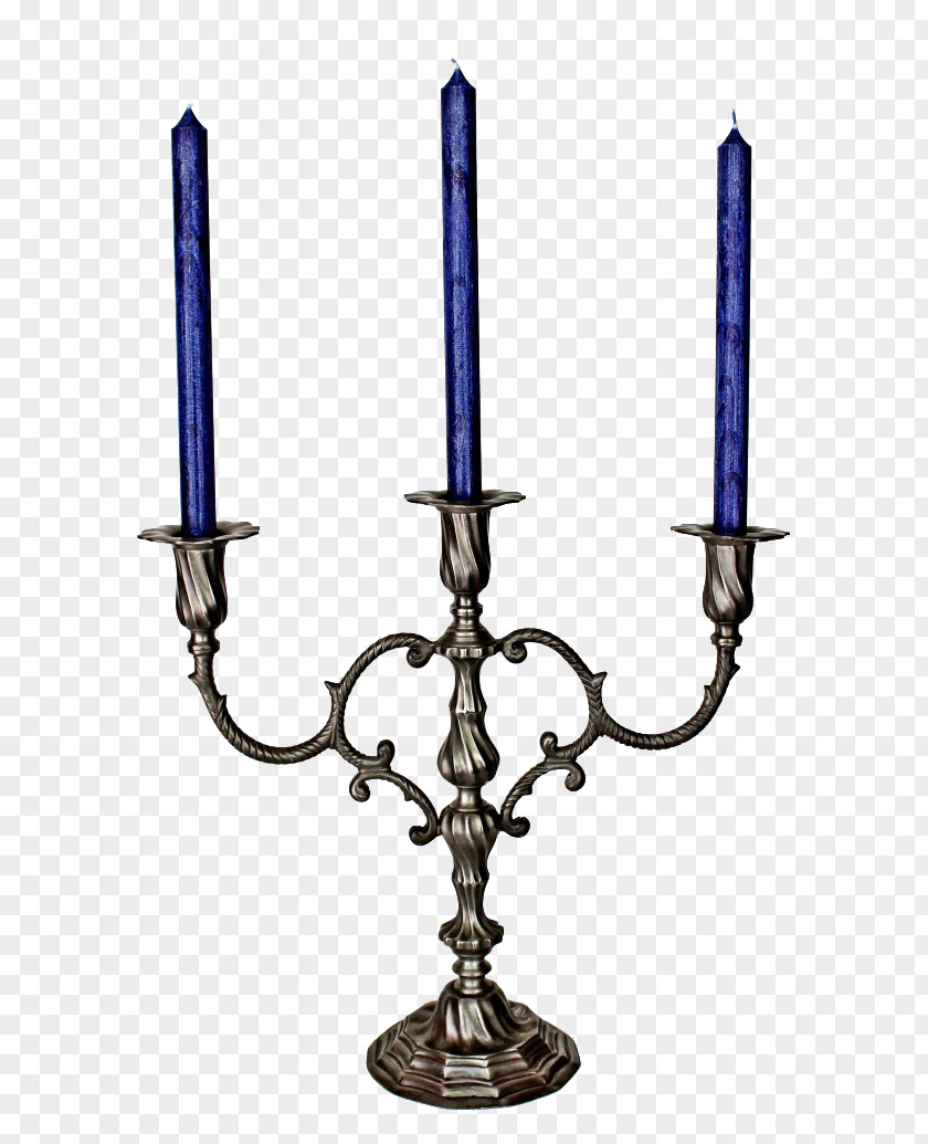 Three Blue Candle In The Light Candlestick Wick Candelabra PNG