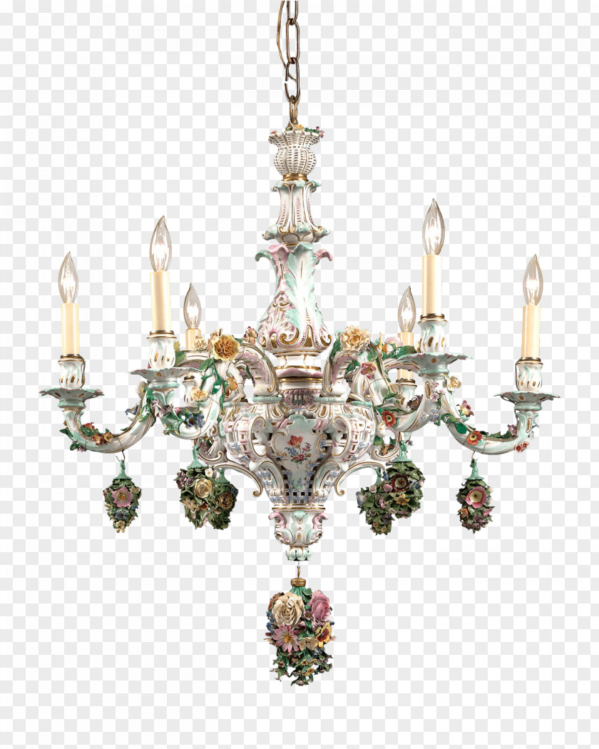 Light Chandelier Meissen Porcelain PNG