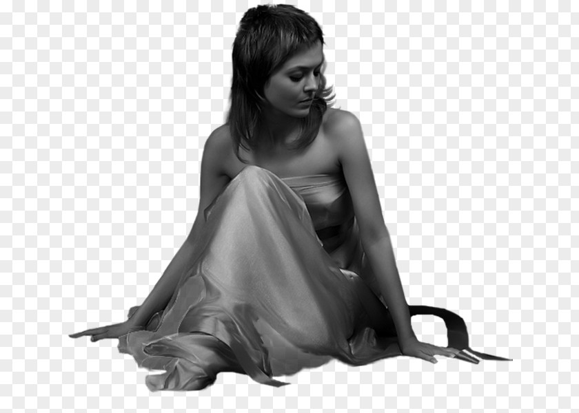 Woman Black And White Painting PNG