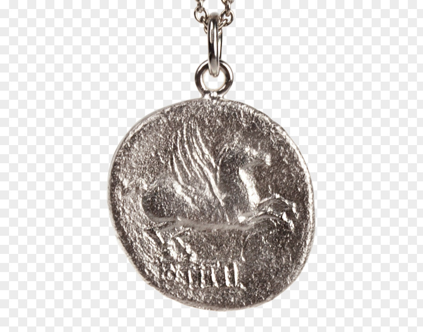 Medal Michael Locket Earring Silver PNG