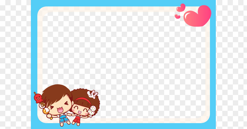 Cartoon Love Frame Textile Blue Price Purchasing PNG