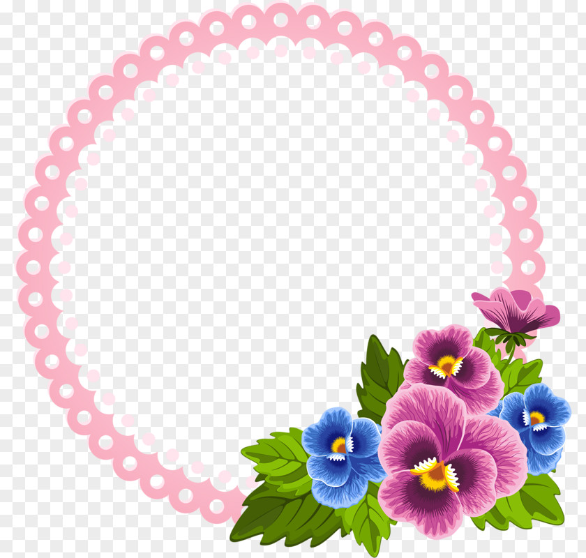 Pink Circle Flower Ornament Pansy Clip Art PNG