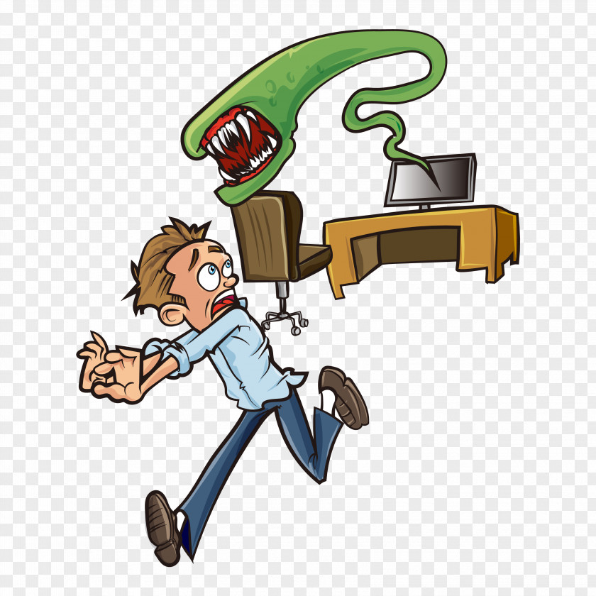 Vector Computer Monster Scare Illustration PNG