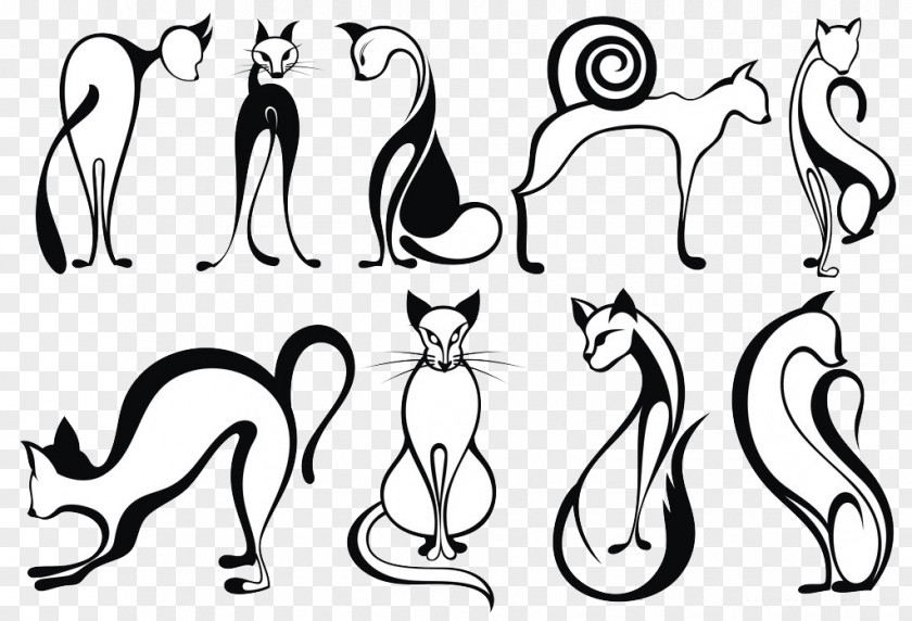 Animal Silhouettes Cat Kitten Drawing Line Art PNG