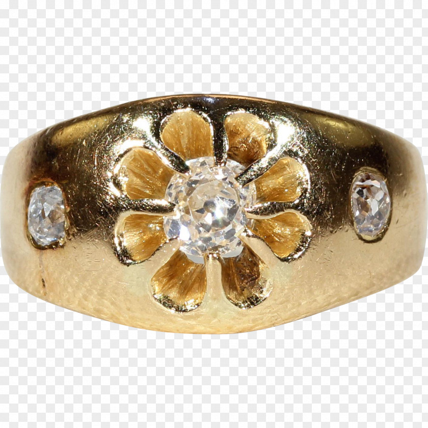 Diamond Engagement Ring Victorian Era Gold PNG
