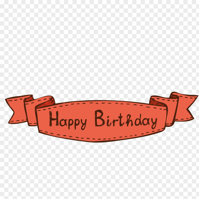 Happy Birthday Ribbon Label Drawing PNG