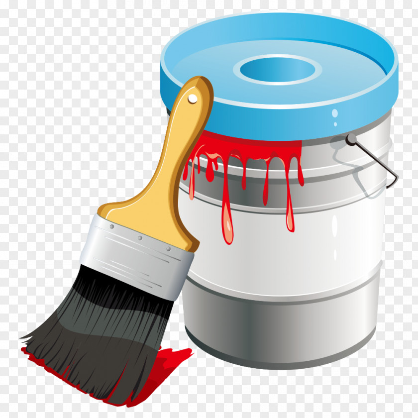 Paint Bucket Painting Brushes Palette PNG