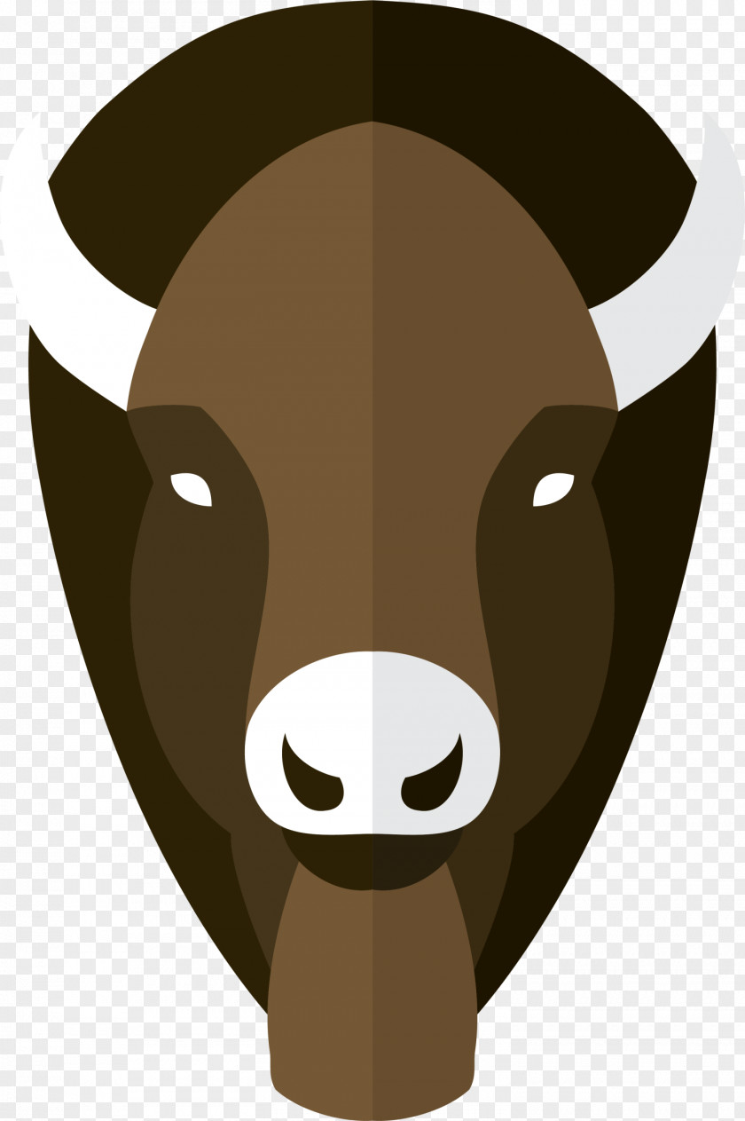 Brown Cartoon Boar Cattle American Bison Icon PNG