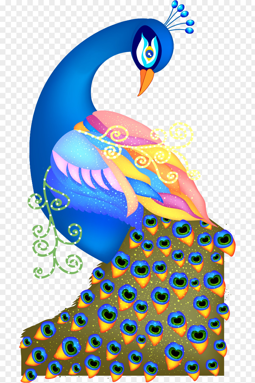 Vector Hand-painted Peacock Peafowl Drawing PNG