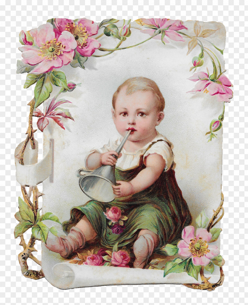 Vintage Card Picture Frames Flower Child Floral Design PNG
