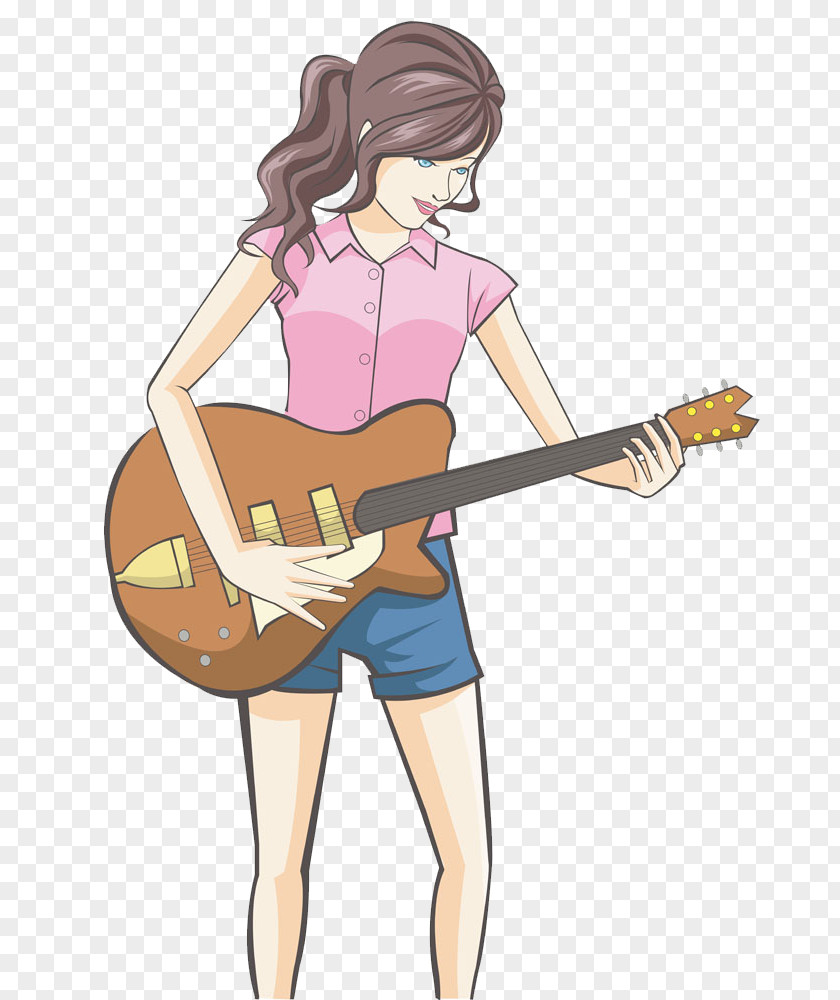 Girl Playing The Guitar PNG playing the guitar clipart PNG