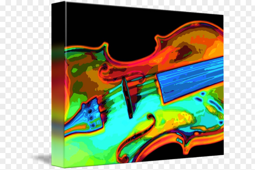 Bright Color Violin Modern Art Acrylic Paint Gallery Wrap Canvas PNG