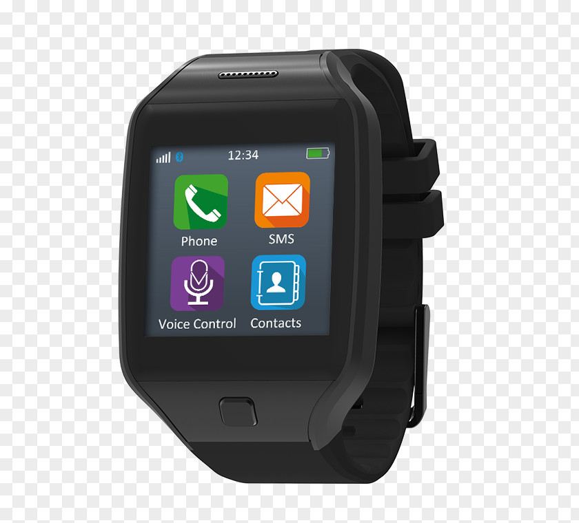 Black SmartwatchMicro-SIM Mobile Phones MyKronoz ZeCircle ZeTel 2G Micro-Sim Smart Watch Phone With App (Android & Apple) PNG