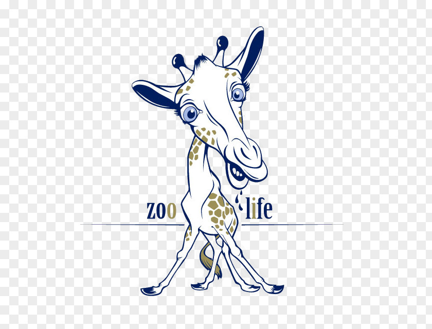 Hand-painted Cartoon Deer Northern Giraffe Laptop Sticker PNG