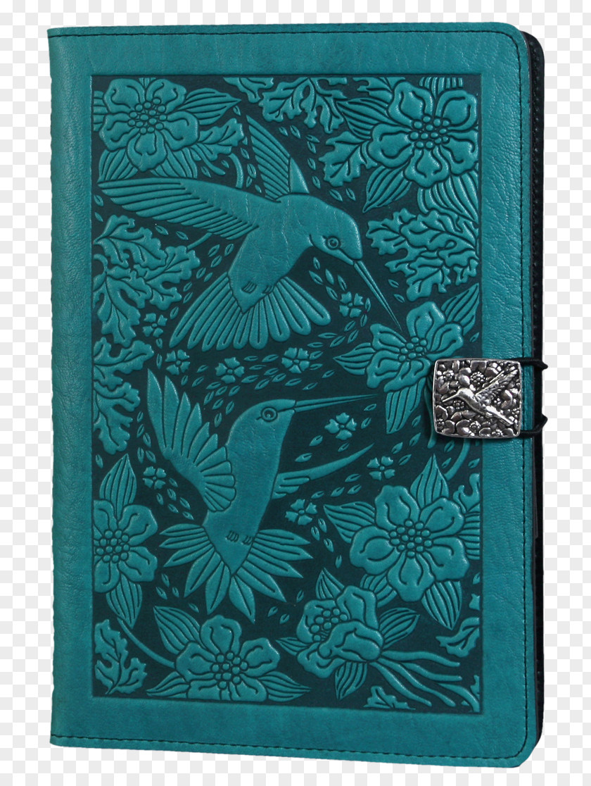 Leather Cover Green Hummingbird Turquoise Rectangle Oberon Design PNG