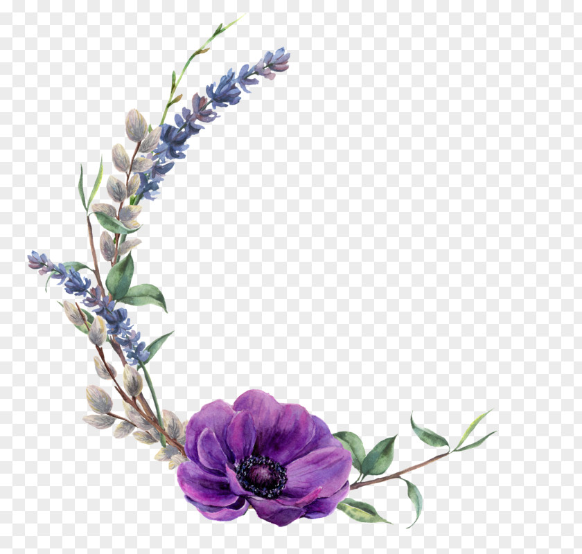 Petal Artificial Flower Watercolor Wreath PNG