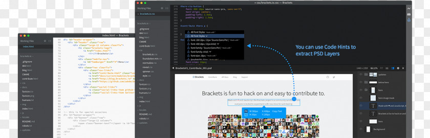 Linux Brackets Source Code Editor Text PNG