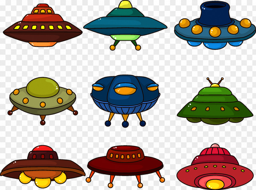 Alien UFO Unidentified Flying Object Cartoon Illustration PNG