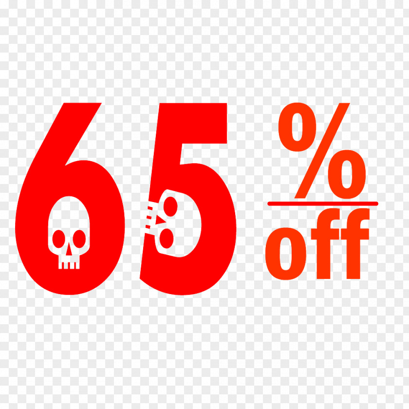 Halloween 65% Discount Tag. PNG