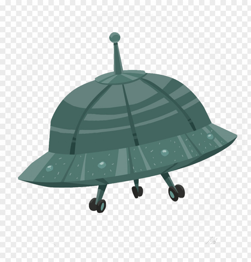 Green UFO Unidentified Flying Object Saucer Cartoon Illustration PNG