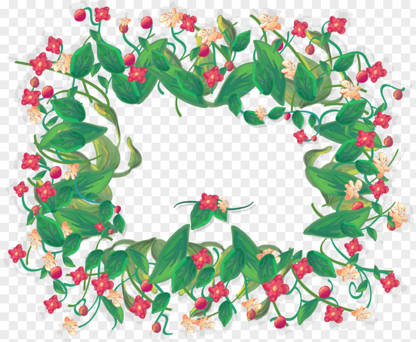 Watercolor Floral Border Vector Material Painting PNG