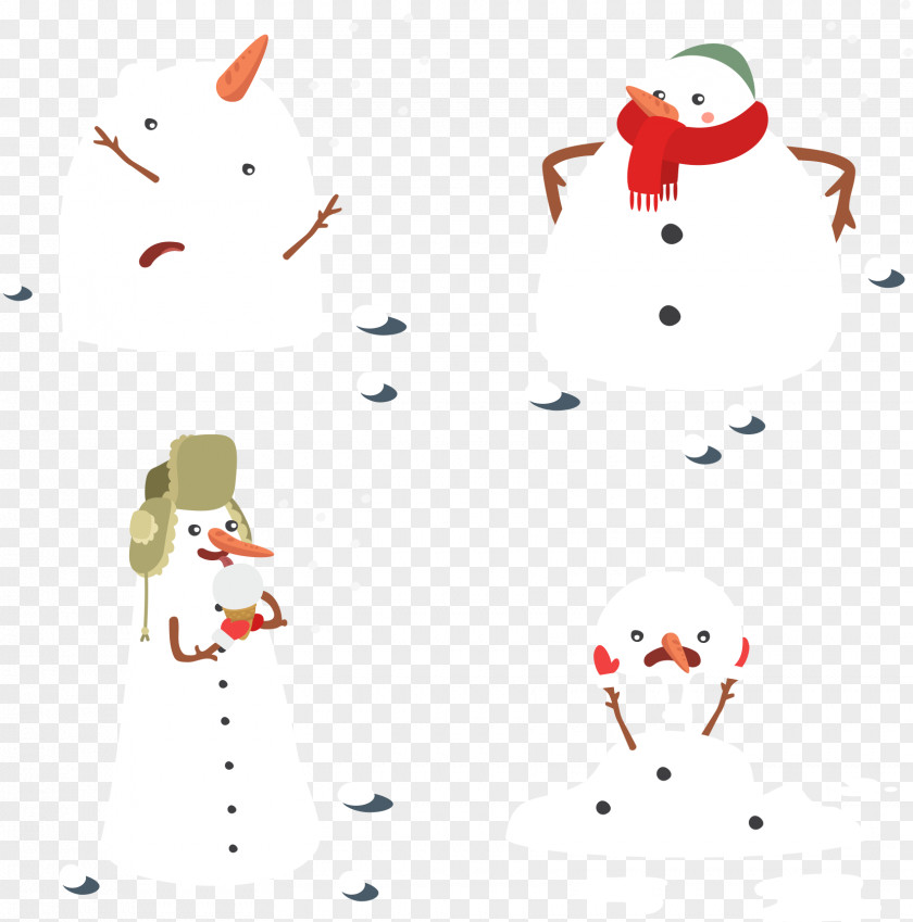 White Creative Cartoon Snowman Clip Art PNG