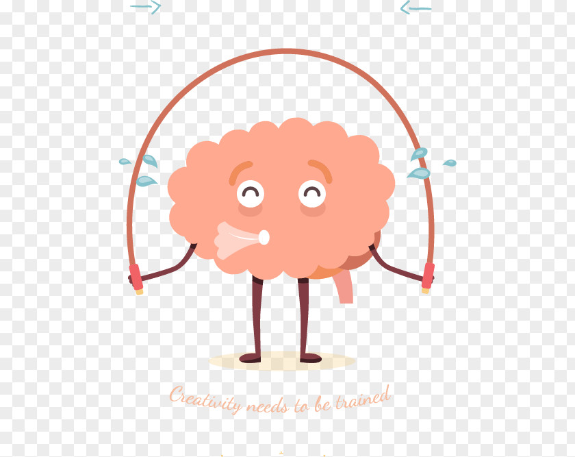 Cartoon Vector Illustration Brain Fitness Physical Exercise Injury Cognitive Training Skipping Rope PNG