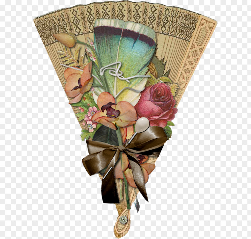 Cut Flowers Hand Fan Chinoiserie Ornamental Plant PNG