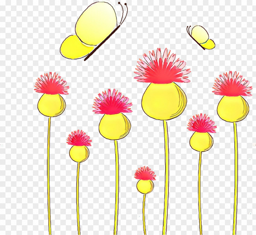 Yellow Flower Pink Plant Line PNG