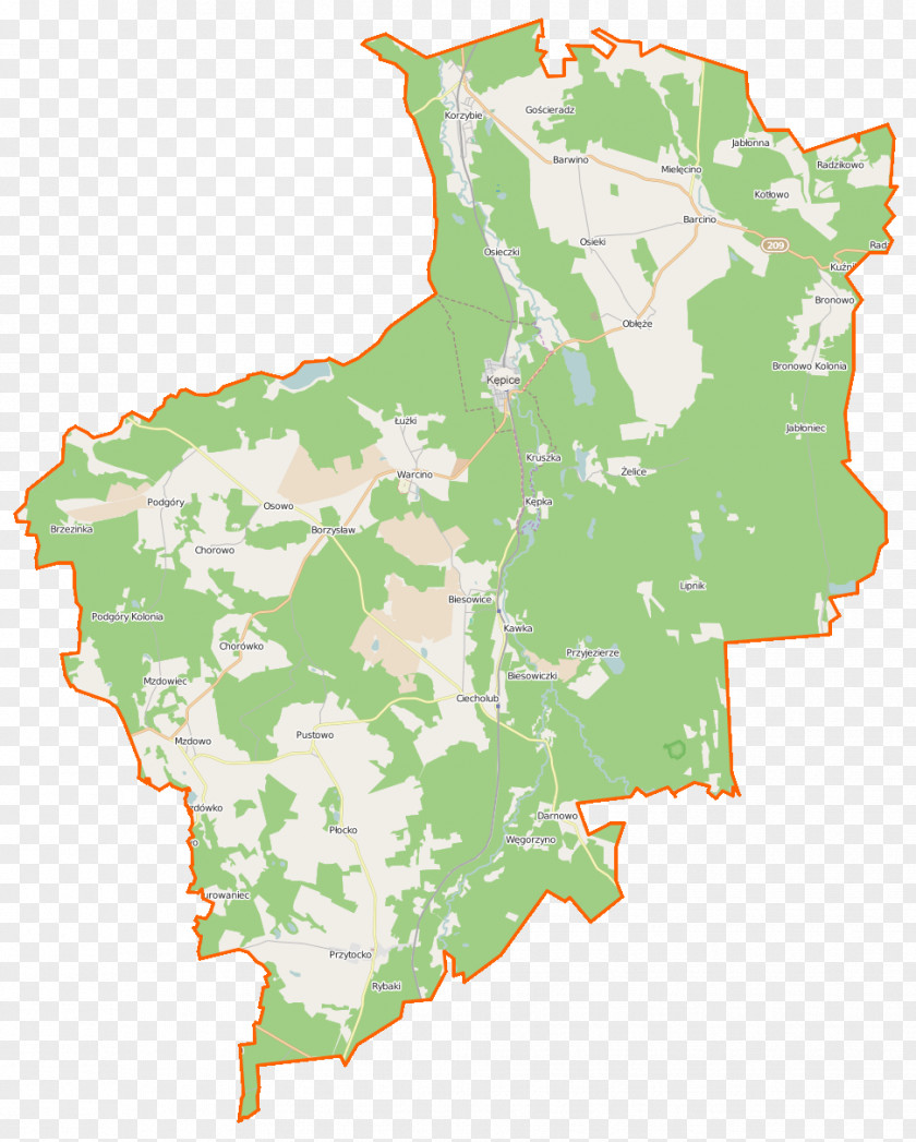 Map Radzikowo Darnowo, Pomeranian Voivodeship Pustowo, Warcino Korzybie, PNG