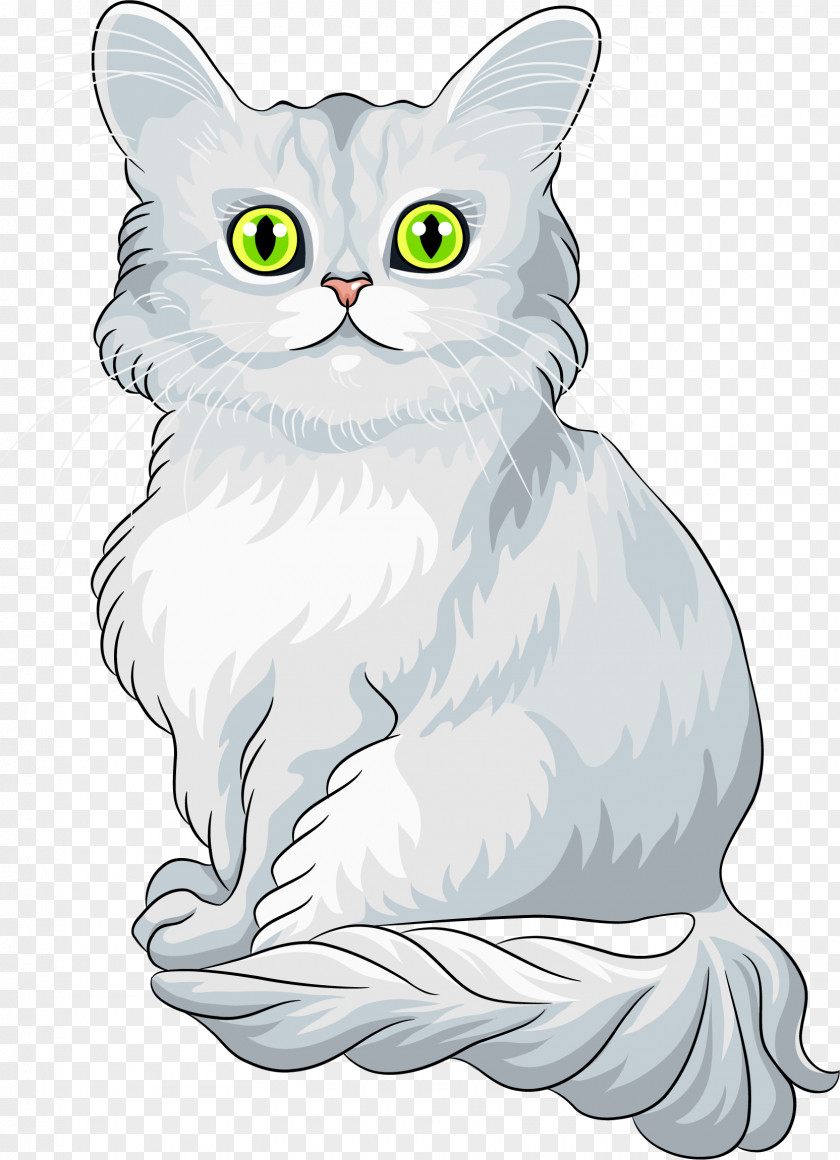 Vector Hand Painted Cat Maine Coon Chantilly-Tiffany Domestic Long-haired Clip Art PNG