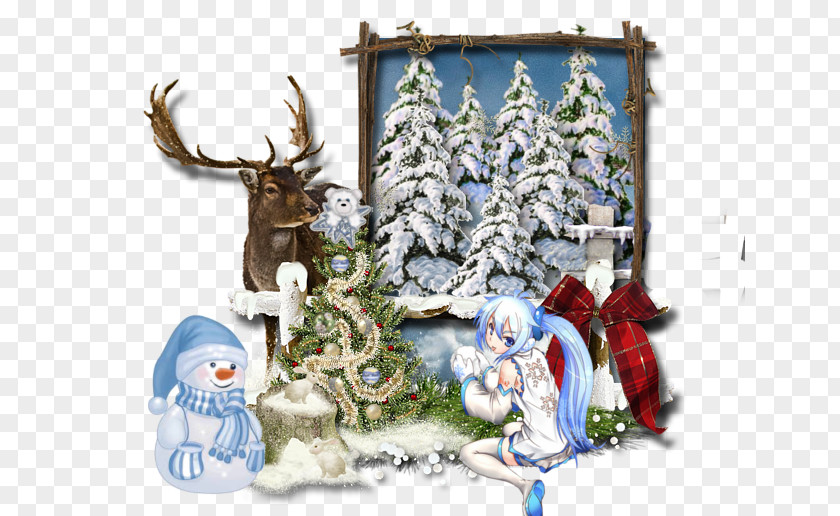 Christmas Tree Reindeer Digital Scrapbooking Ornament PNG