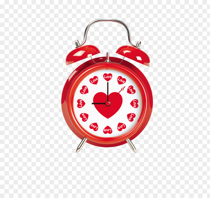 Red Peach Heart Clock Alarm Clip Art PNG
