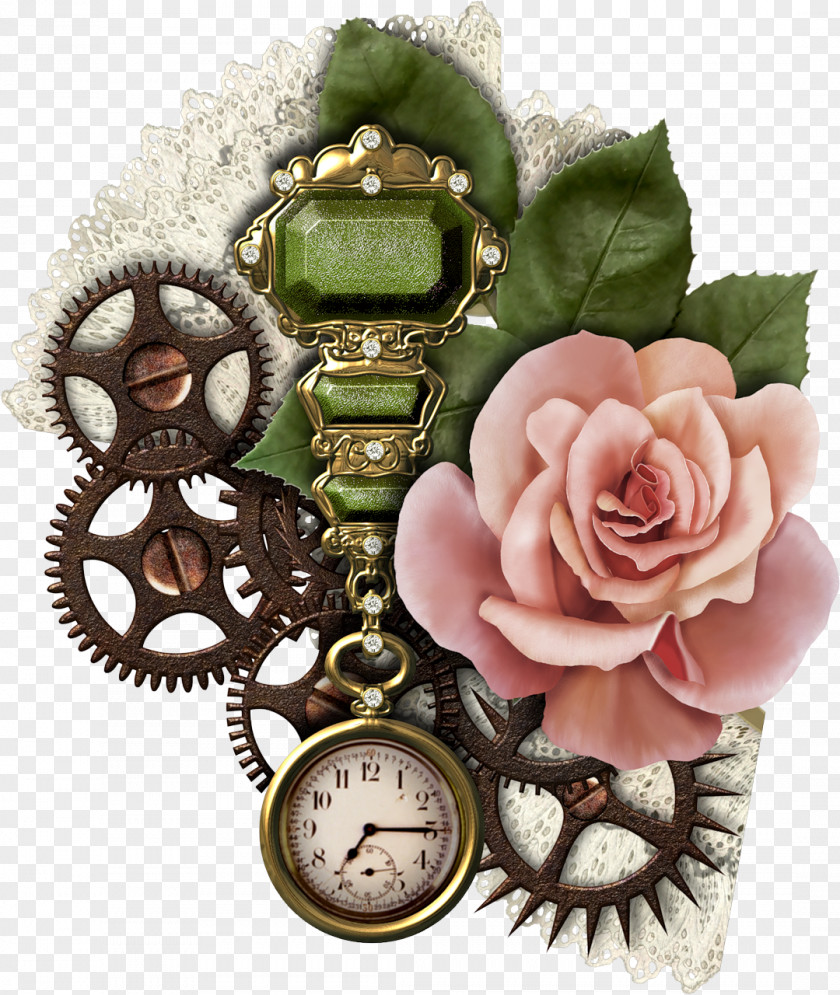 Steampunk Gear Paper Scrapbooking Craft Page Layout PNG