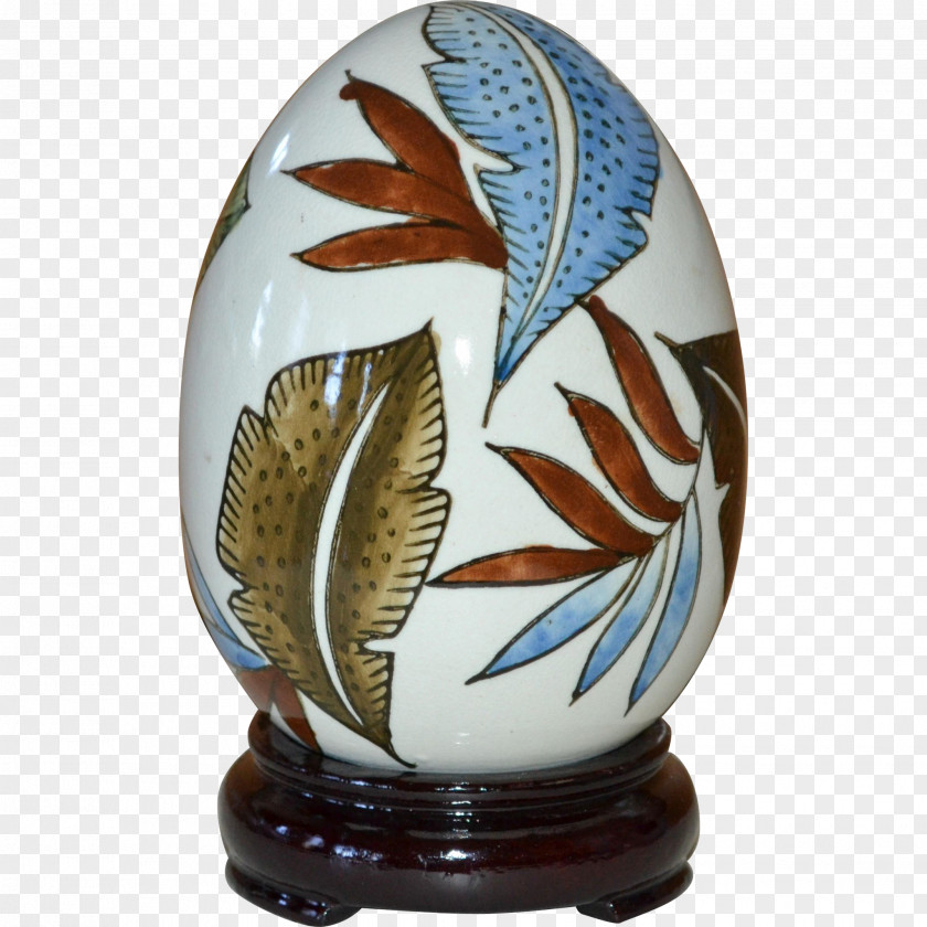 Leaves Hand-painted Ceramic Cobalt Blue Artifact Vase PNG