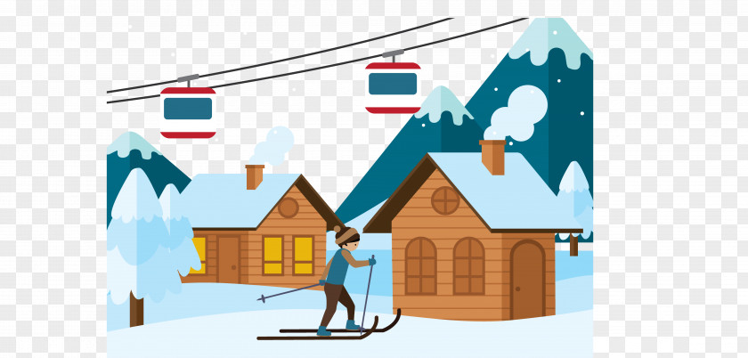 Snow Skiing Winter Illustration PNG