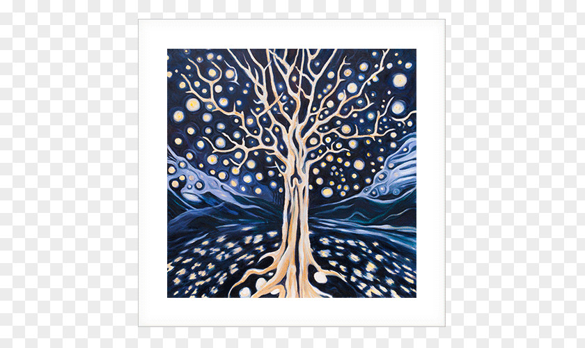 Fingerprint Tree Cobalt Blue Modern Art Visual Arts PNG