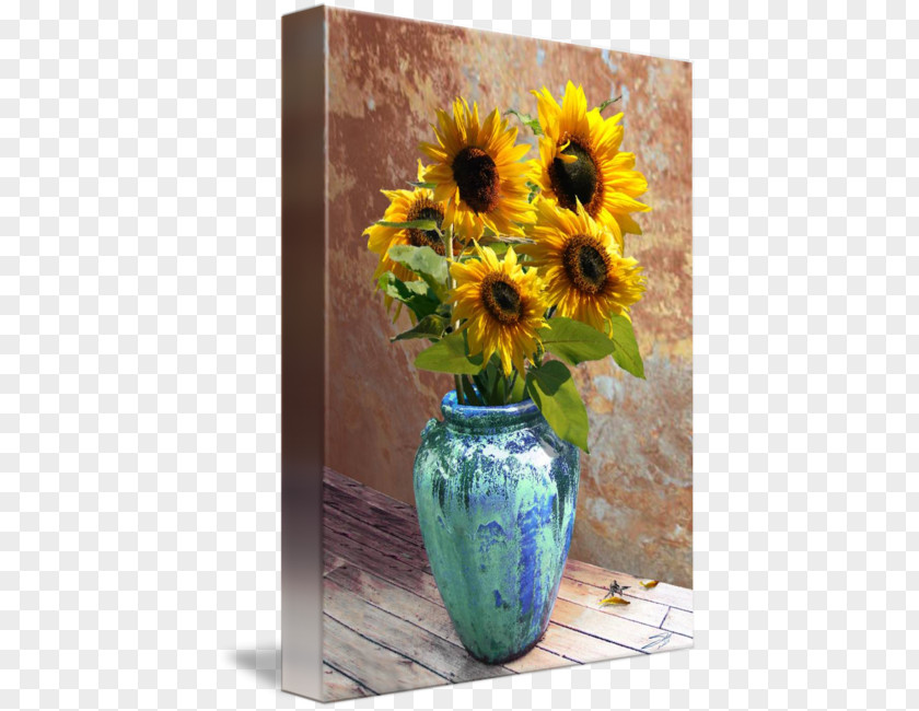 Vase Common Sunflower Blue Painting Art PNG