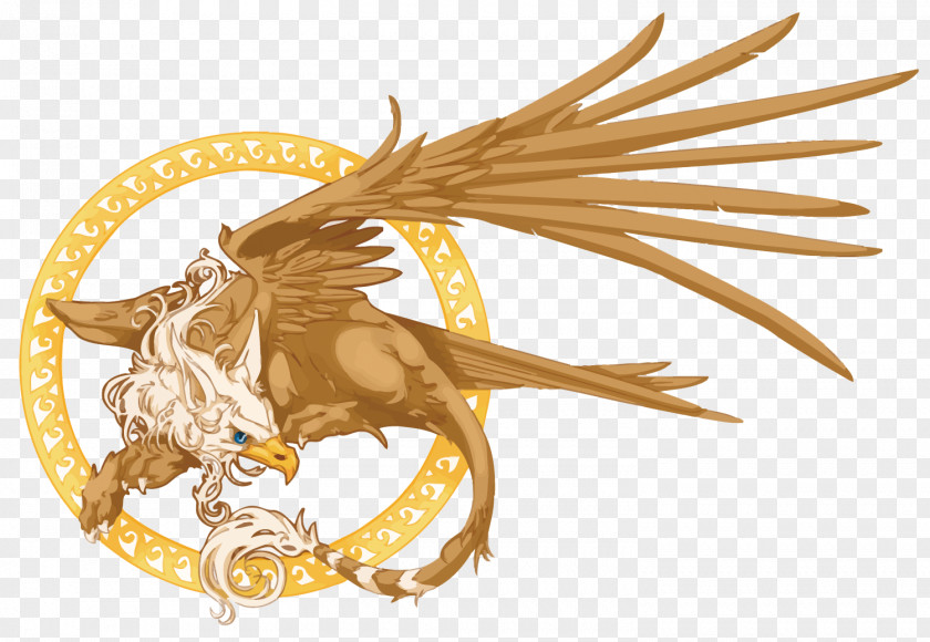 Vector Hand Painted Gryphon Griffin Lion Dragon PNG