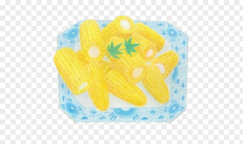 Boiled Corn Hand Painting Material Picture On The Cob Waxy Watercolor Illustration PNG