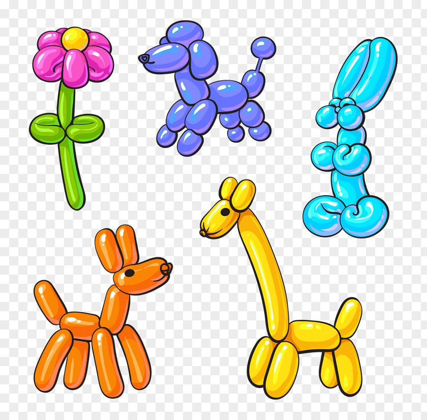Balloon Animal Dog Giraffe Modelling Vector Graphics PNG