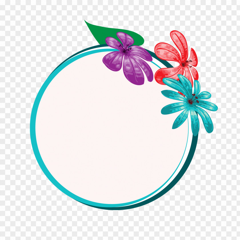 Cartoon Round Floral Decoration Frame Material Flower Clip Art PNG