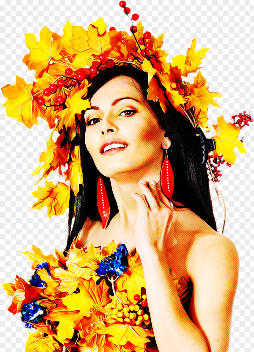 Photo Shoot Fashion Accessory Yellow Beauty Lei Plant Autumn PNG