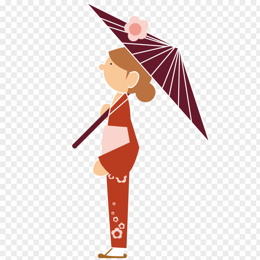 Umbrella Of The Japanese Woman Kimono PNG