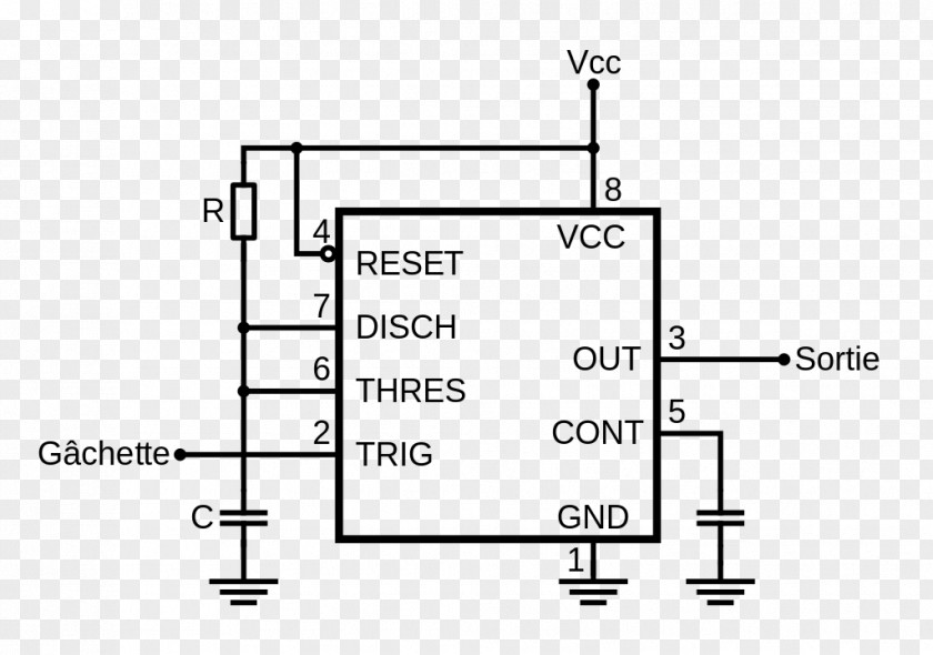 555 Diode Timer IC Diagram Integrated Circuits & Chips Electronics PNG
