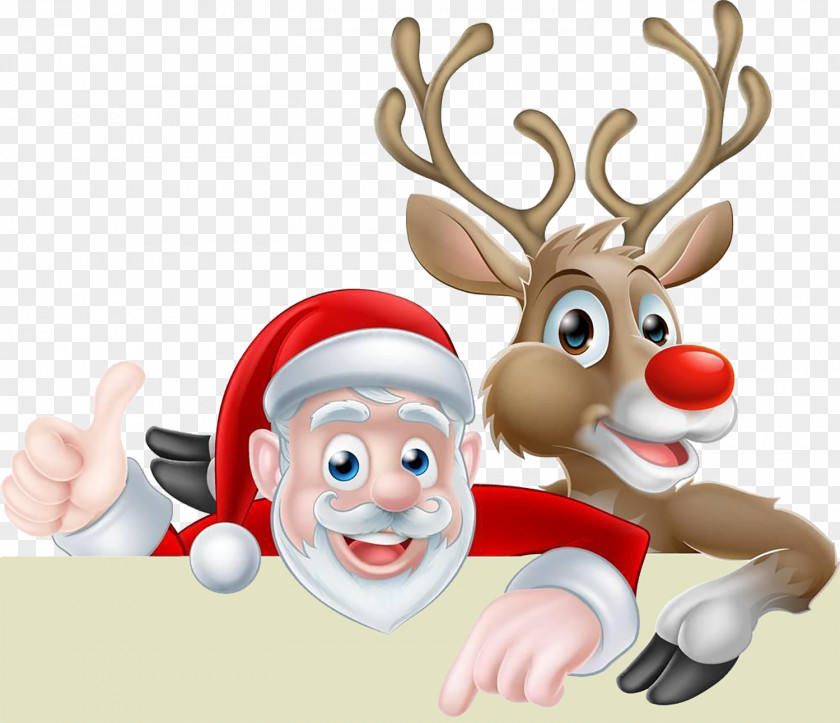 Cartoon Half Body Steal Sight Frame Santa Claus's Reindeer Rudolph Illustration PNG