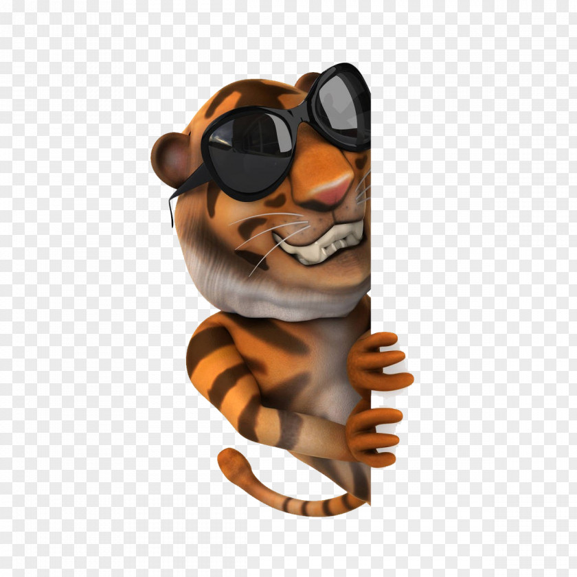 Cartoon Sunglasses Tiger Animation PNG
