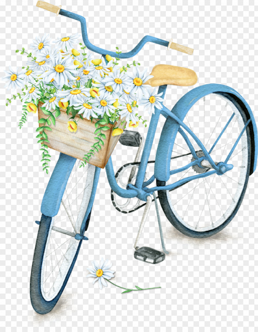 Hybrid Bicycle Rim Blue Flower Frame PNG