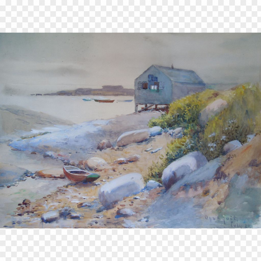 Seascape Watercolor Painting Incoming Tide, Scarboro, Maine Oil Paint PNG
