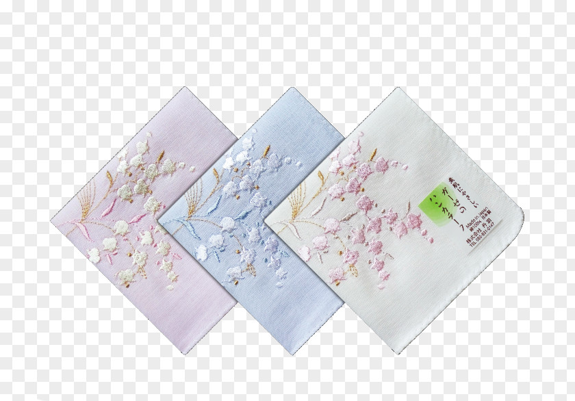 Cherry Pattern Handkerchief Japan Embroidery Cotton Textile PNG